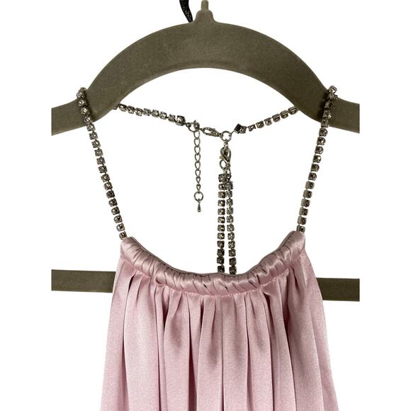 Retrofete Emilia Dress Silk Halter Neck Rhinestone Formal Party Gala Guest Sz M - Picture 6 of 13